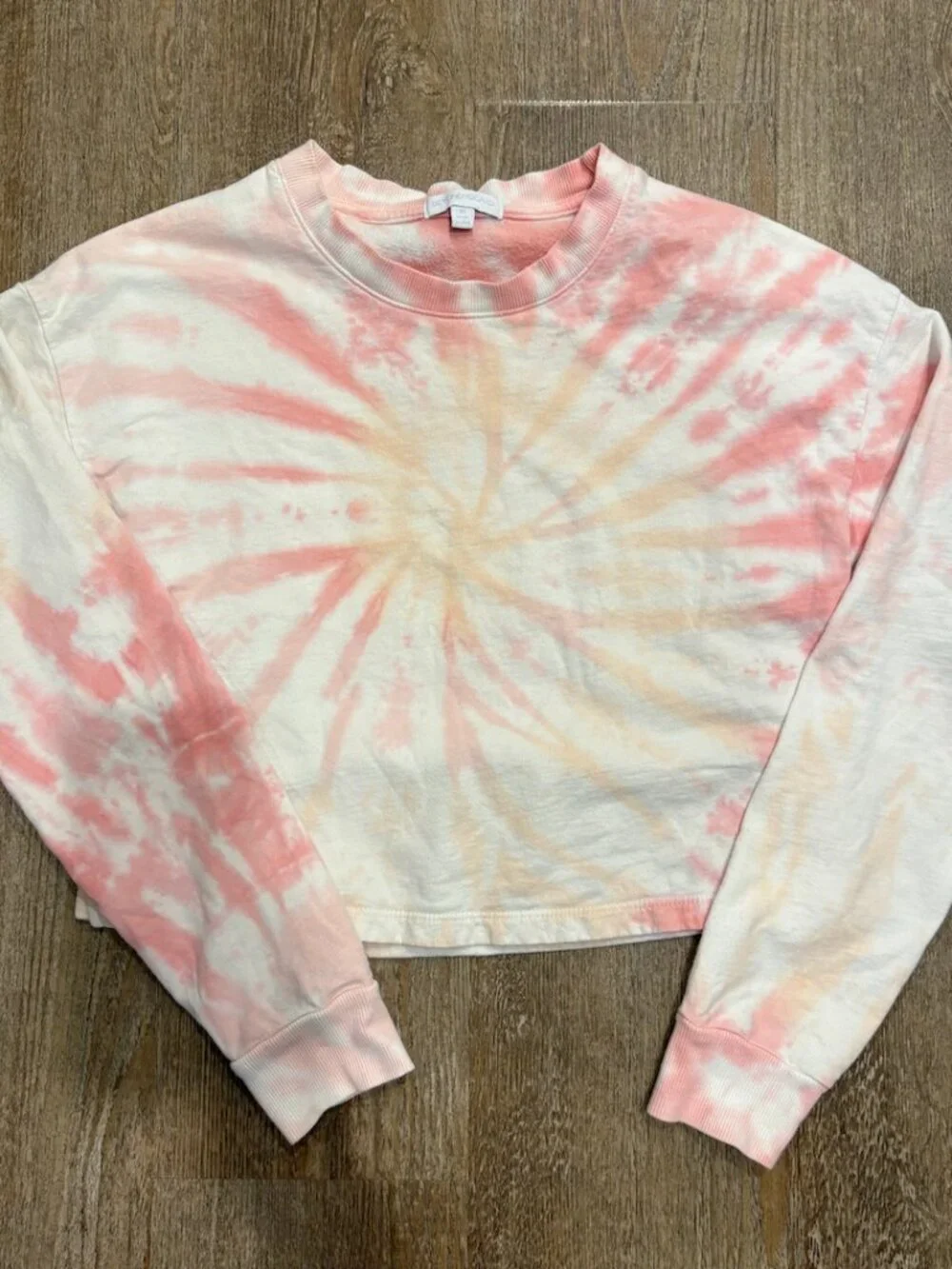 Pink Tie-Dye Fleece Long Sleeve Crop Top & Shorts Set - Co-Ord Loungewear Outfit